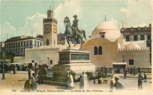 #103. Alger Algeria Mosque Djemaa-Djedid Muslim Postcard. Statue Duc d'Orleans