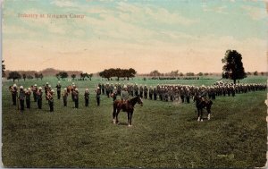 Infantry at Niagara Camp Ontario Horses Soldiers Military Band Postcard E82