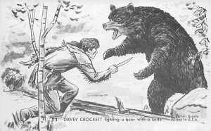 Davey Crockett Fighting a Bear With a Knife Non Postcard Backing 