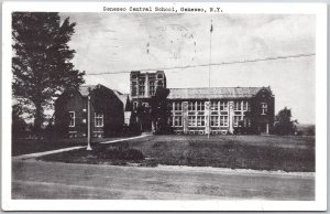 1950 Geneseo Central School, New York NY Roadway Black & White, Vintage Postcard