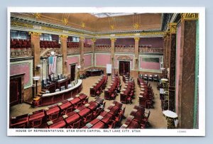 House of Representatives State Capitol Salt Lake City Utah UT UNP WB Postcard M1