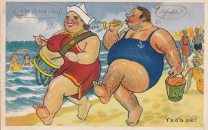 Seaside humor France edition Gaby comic couple caricature postcard