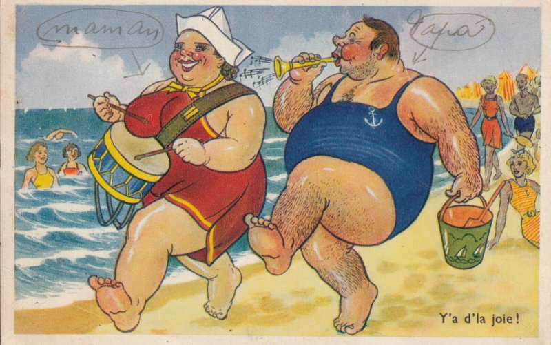 Seaside humor France edition Gaby comic couple caricature postcard