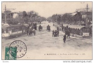 Attached Street Cars, Le Prado, Vu De La Plage, Marseille (Bouches-du-Rhône)...