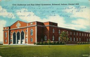 RICHMOND INDIANA CIVIC AUDITORIUM HIGH SCHOOL GYM POSTCARD