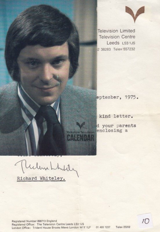 Richard Whiteley of Countdown TV Show Calendar Antique Hand Signed Photo Letter