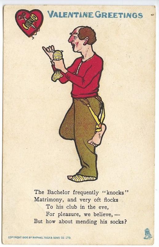 Raphael Tuck Valentine Greetings The Bachelor 1907 Postcard 