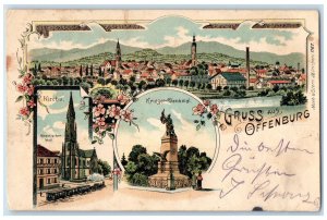 c1905 Krieger Monument Greetings from Offenburg Germany Multiview Postcard