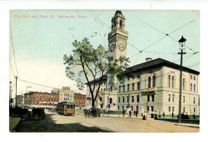 MA - Worcester. Main Street & City Hall