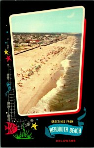 Aerial View Greetings From Rehoboth Beach Delaware DE UNP Chrome Postcard A8