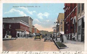 Street Scene Business Section Drug Store Centralia Illinois 1924 postcard