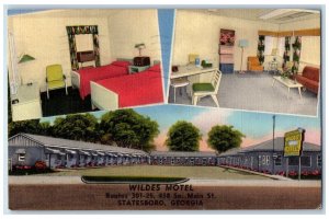 1965 Wildes Hotel Roadside Statesboro Georgia GA, Multiview Vintage Postcard