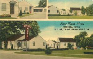 Elms Plaza Motel Osceola Iowa Postcard roadside US 69 MWM 5339