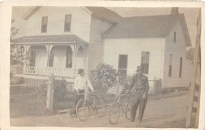 G40/ Interesting RPPC Postcard c1910 Men Bicycles Bikes Early Home