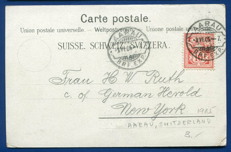 Switzerland Aarau Aerau vom Oberholz aus postmarked 1905 postcard