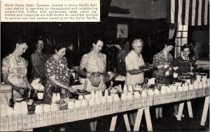Postcard Nebraska North Platte Canteen Union Pacific Railroads Station 1940s V73