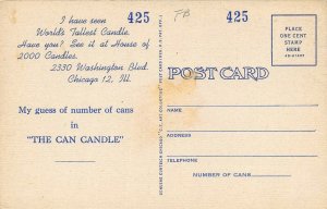 LPI07 World Largest Candle Advertising Chicago  Illinois  Postcard  