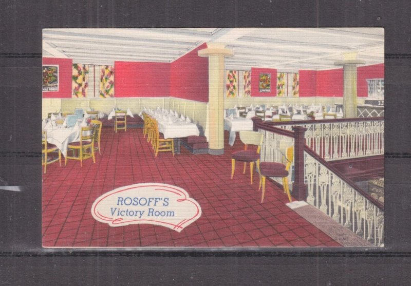 NEW YORK, ROSOFF'S RESTAURANT VICTORY ROOM, c1950 ppc., unused.