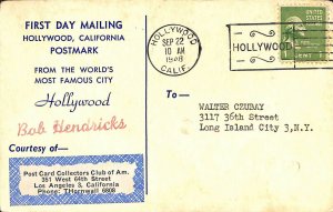 First Day Mailing Hollywood CA Fancy Postmark Postcard