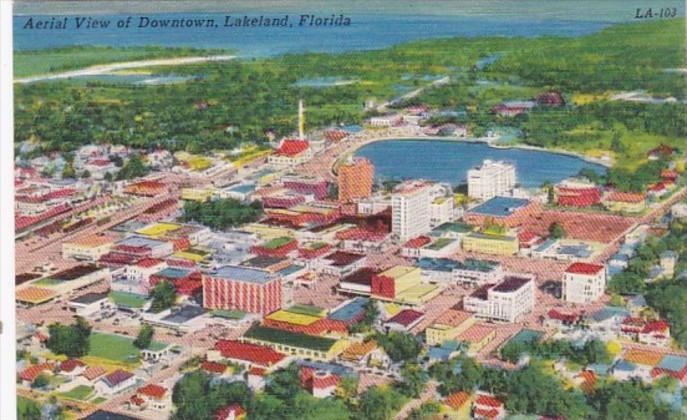 Florida Lakeland Aerial View Of Downtown