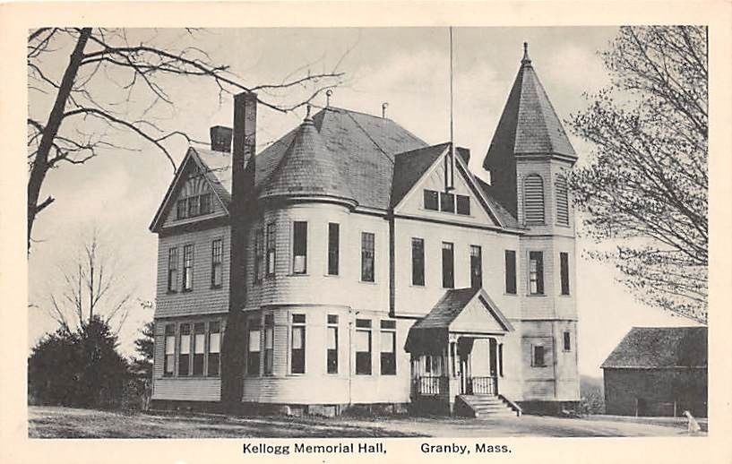 Granby MA Kellogg Memorial Hall Cosmos Postcard C1910S United States