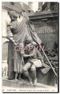 Old Postcard Saint Die monument Jules Ferry