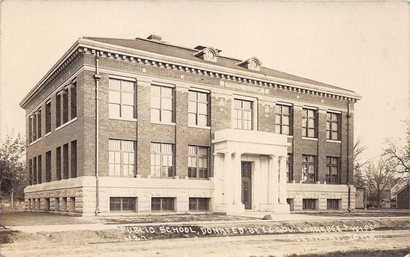 Clermont Iowa~Public School~Donated by Gov Larrabee's Wife~Fayette Co~c1920 RPPC