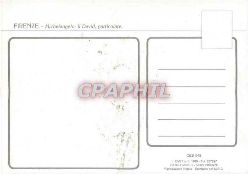 Postcard Modern Florence Michelangelo David Particolare It