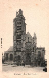 VINTAGE POSTCARD PONTOISE SAINT MACLOU CHURCH FRANCE c. 1920's