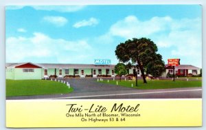 BLOOMER, WI Wisconsin ~ Roadside TWI-LITE MOTEL 1973 Chippewa County  Postcard