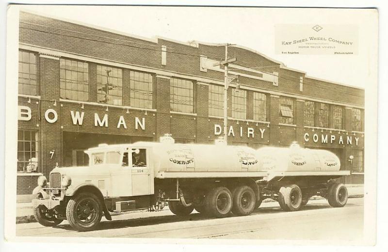 Chicago IL Bowman Dairy Milk Truck Building RPPC Real Photo Postcard 