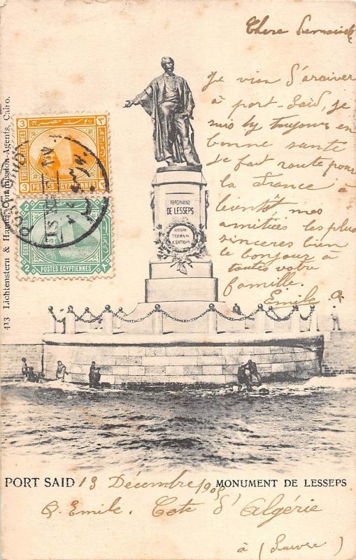 BR45167 Port said monument et llesseps egypt