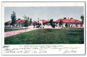 c1905 Colorado Fuel & Iron Company's Hospital Pueblo Colorado CO Postcard