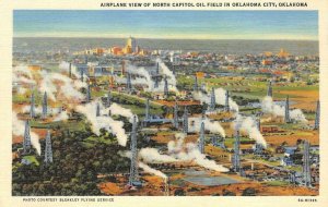 Airplane View of North Capitol Oil Field, Oklahoma City c1940s Vintage Postcard