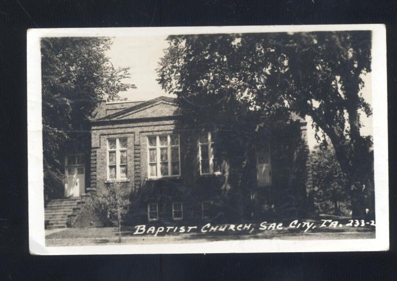 RPPC SAC CITY IOWA BAPTIST CHURCH VINTAGE REAL PHOTO POSTCARD CEDAR FALLS IA.