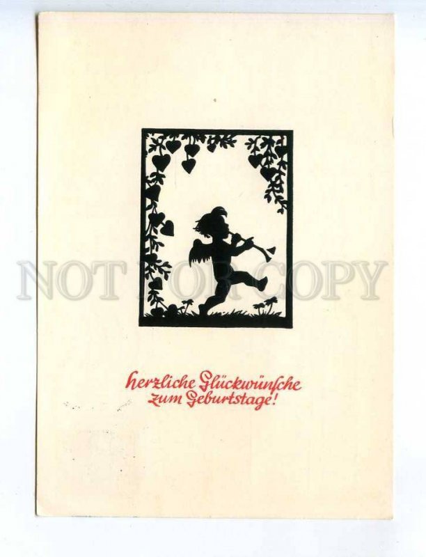 241331 GERMAN SILHOUETTE Elf musician PLISCHKE 1962 RPPC