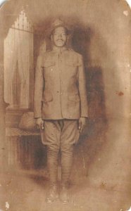 RPPC BLACK AMERICANA SOLDIER DOUGHBOY MILITARY WW1 REAL PHOTO POSTCARD WNC 33