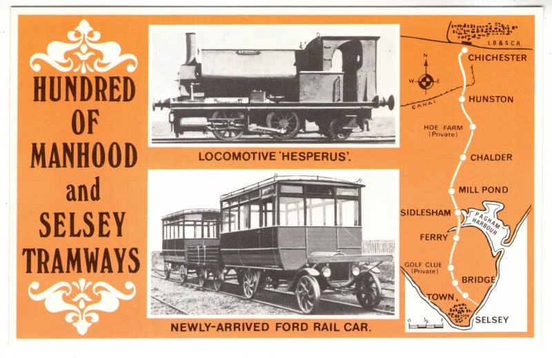 Hundred of Manhood Selsey Tramway, Ford Rail Car, Hesperus Locomotive, Map