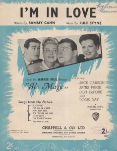 I'm In Love Doris Day Jack Carson Janis Paige Its Magic Film Old Sheet Music