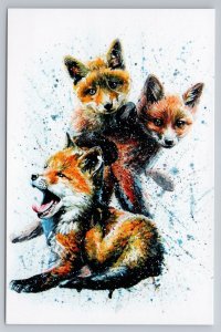 LITTLE RED FOX Cute Wild Animal Unusual Art by Kalinin Russian New Postcard