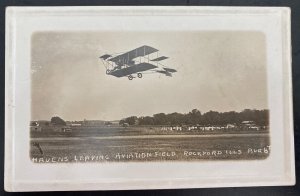 Mint Real Picture Postcard Havens Leaving Aviation Field Rockford Illinois