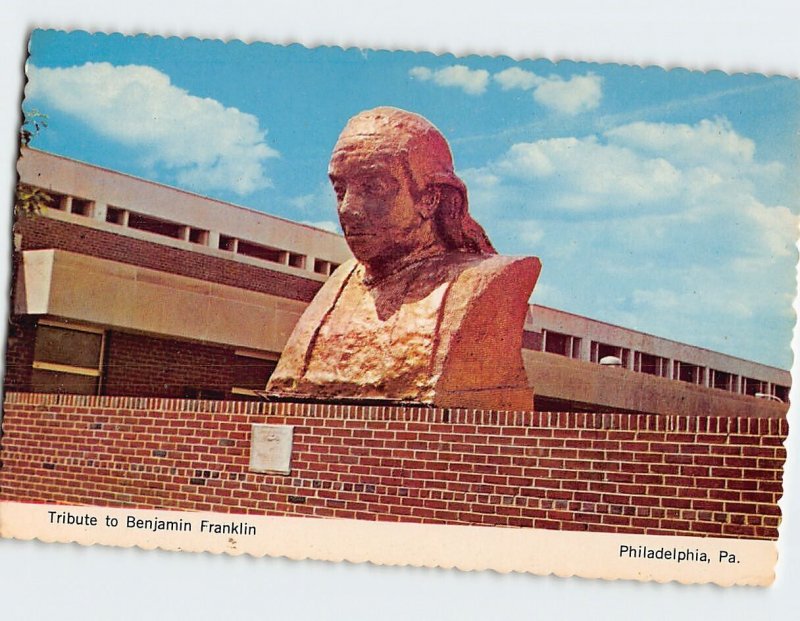 Postcard Tribute to Benjamin Franklin, Philadelphia, Pennsylvania