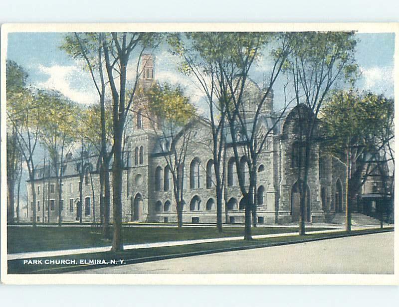 Unused W-Border CHURCH SCENE Elmira New York NY G3751