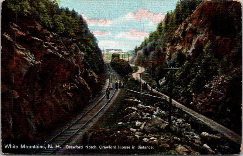 Crawford Notch, Crawford House In Distance, White Mts. NH Postcard JK8