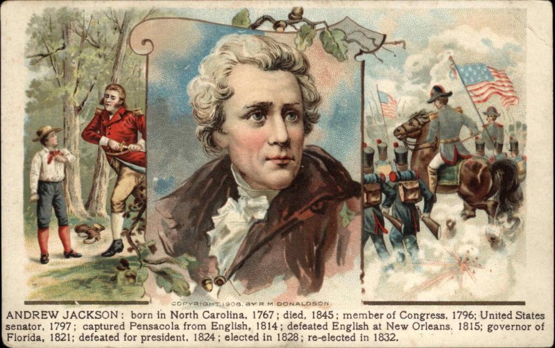 American President Andrew Jackson c1910 Vintage Postcard