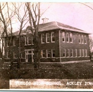 1900s Ackley Iowa High School RPPC Real Photo Falls Aplington Alden IA A4