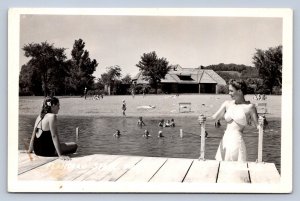 J90/ Flandrau State Park Minnesota RPPC Postcard c40-50s Beach Dock  578