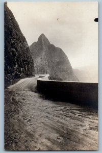 Nu'Uanu Pali Hawaii HI Postcard RPPC Photo Dirt Road Curve c1910's Antique