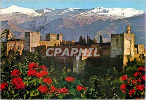 Postcard Modern Granada Alhambra General view and Sierra Nevada