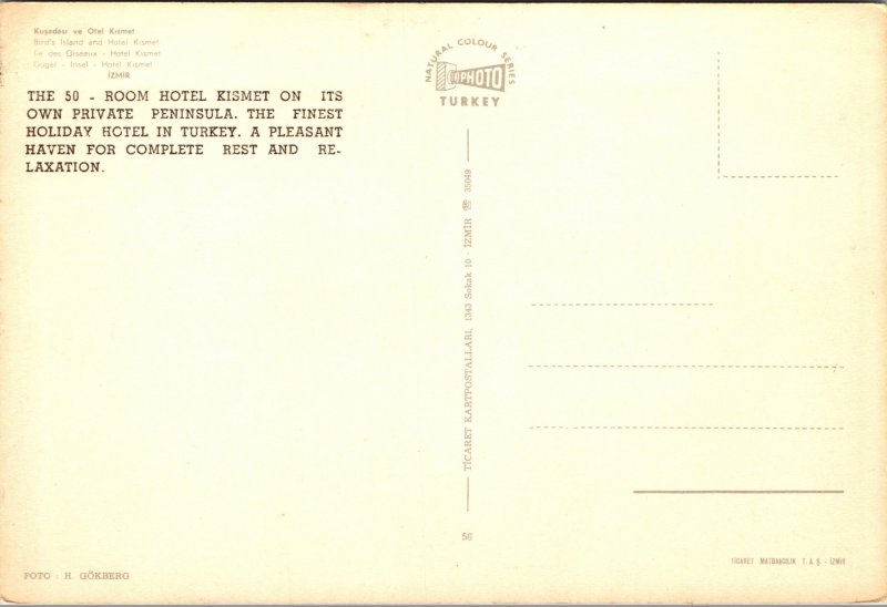 Postcard Turkey Bird's Island and Hotel Kismet